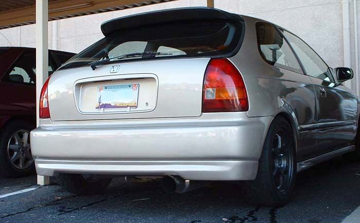 Image of PU Design Achter Bumper Lip Type R Style Zwart Polyurethane Honda Civic