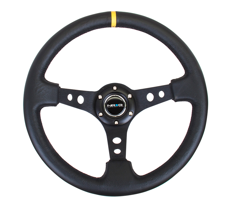 Image of NRG Innovations Stuur Deep Dish Zwart 350mm 76mm Leer