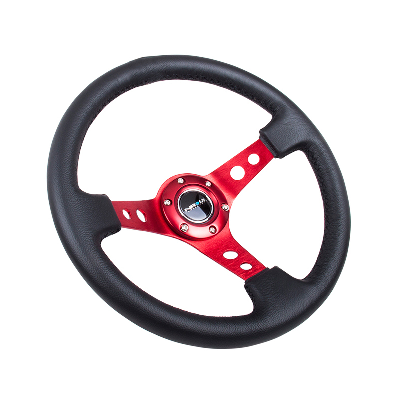 Image of NRG Innovations Stuur Deep Dish Rood 350mm 76mm Leer