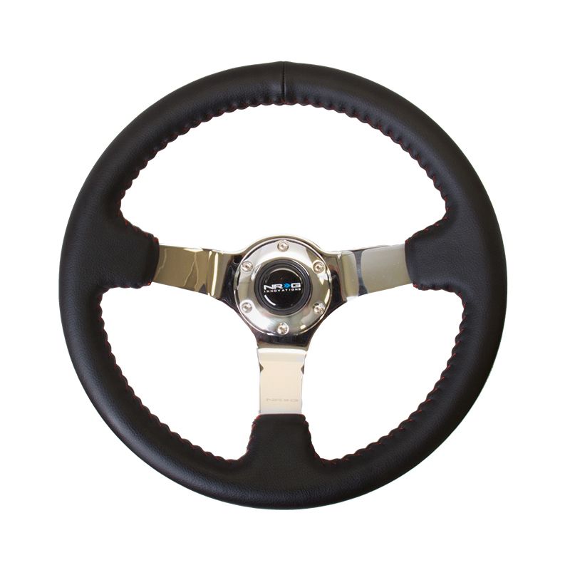 Image of NRG Innovations Stuur Deep Dish Chroom 350mm 76mm Leer