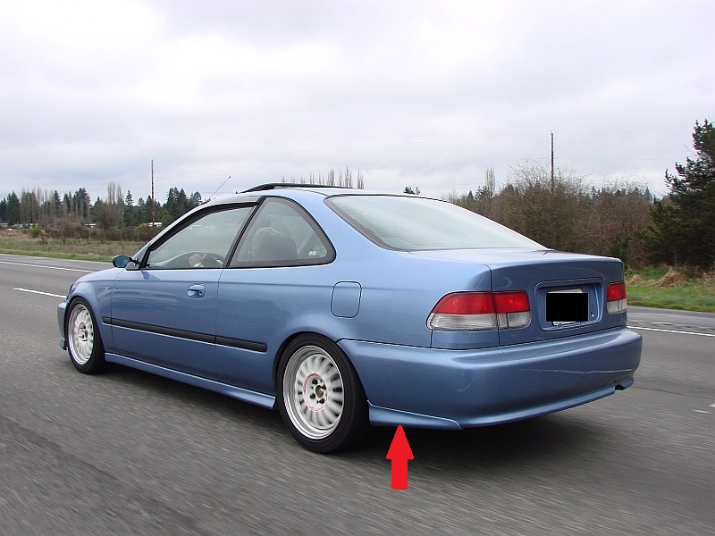 Image of PU Design Achter Bumper Lip Mugen Style Zwart Polyurethane Honda Civic Facelift 1999-2001