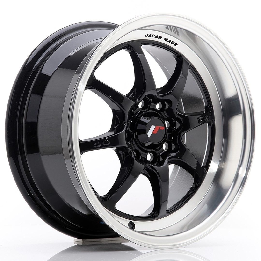 Image of JR-Wheels TFII Velgen 15 Inch 7.5J ET30 4x100,4x108 Gloss Black Machined Lip