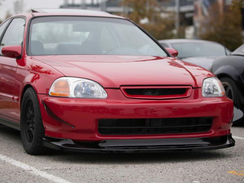 Image of PU Design Voor Bumper Lip GV Style Zwart Polyurethane Honda Civic Pre-Facelift 1996-1998