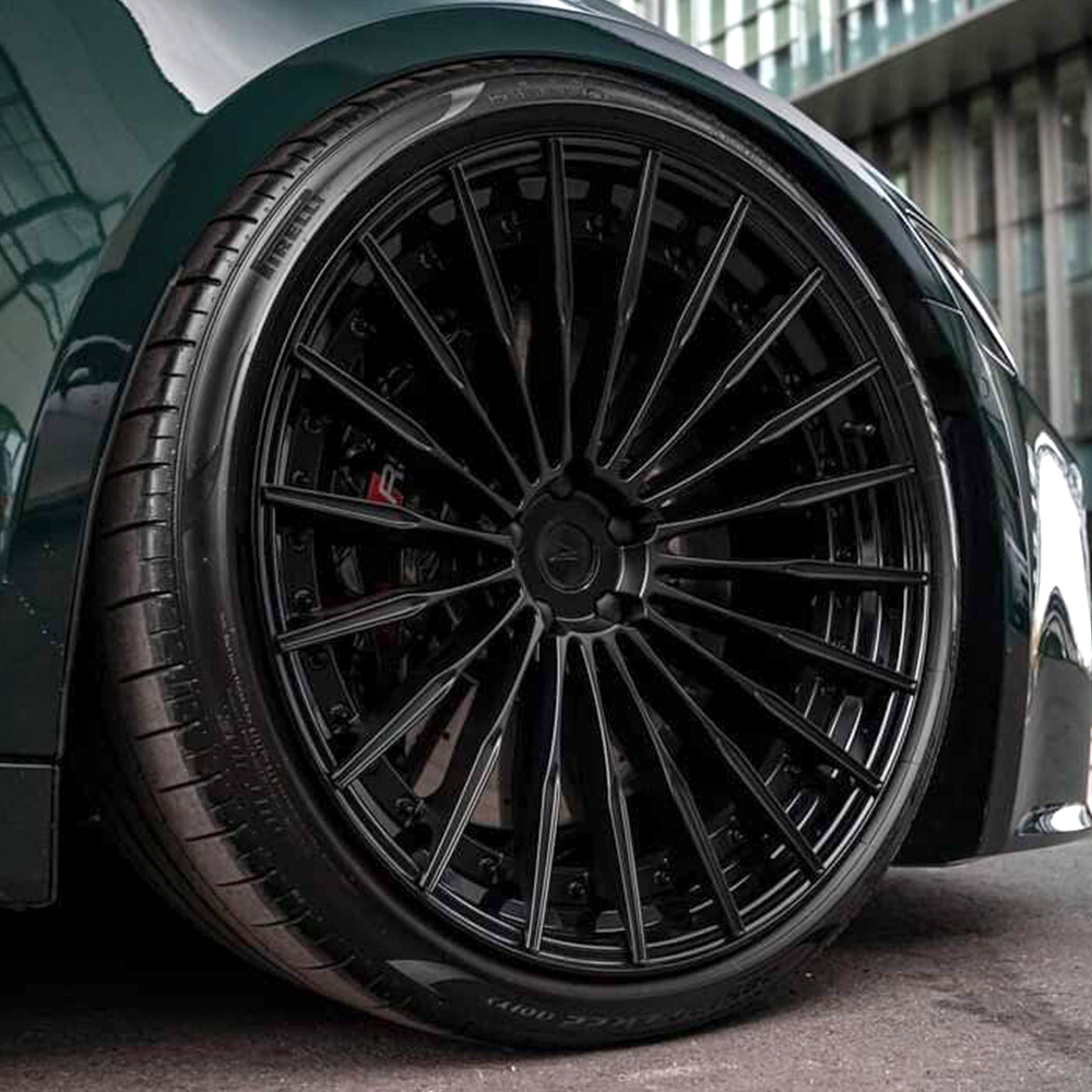 Image of Z-Performance ZP Modular 2 2 Piece Forged Velgen 20 Inch 10J ET48 5x112 Diepe Concave Satin Black, Gloss Black Lip